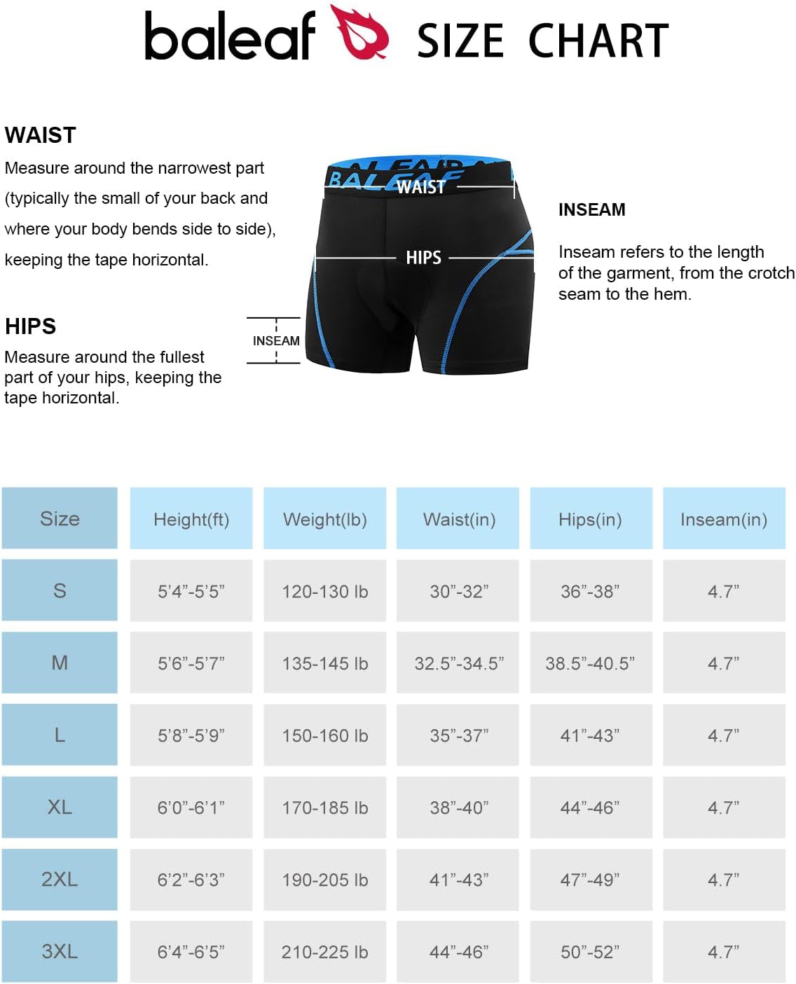 Baleaf Men's Padded Cycling Undershorts: Breathable MTB Bike Liner - Image 3