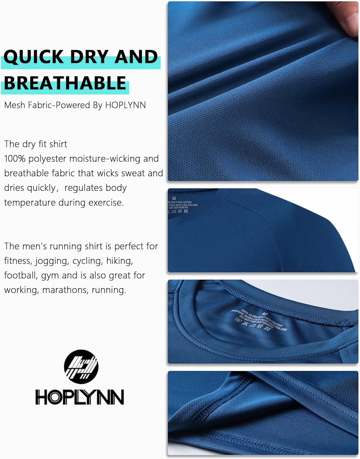 HOPLYNN Men's Dry-Fit Running Shirts - Cool, Breathable Workout Tops - Image 6