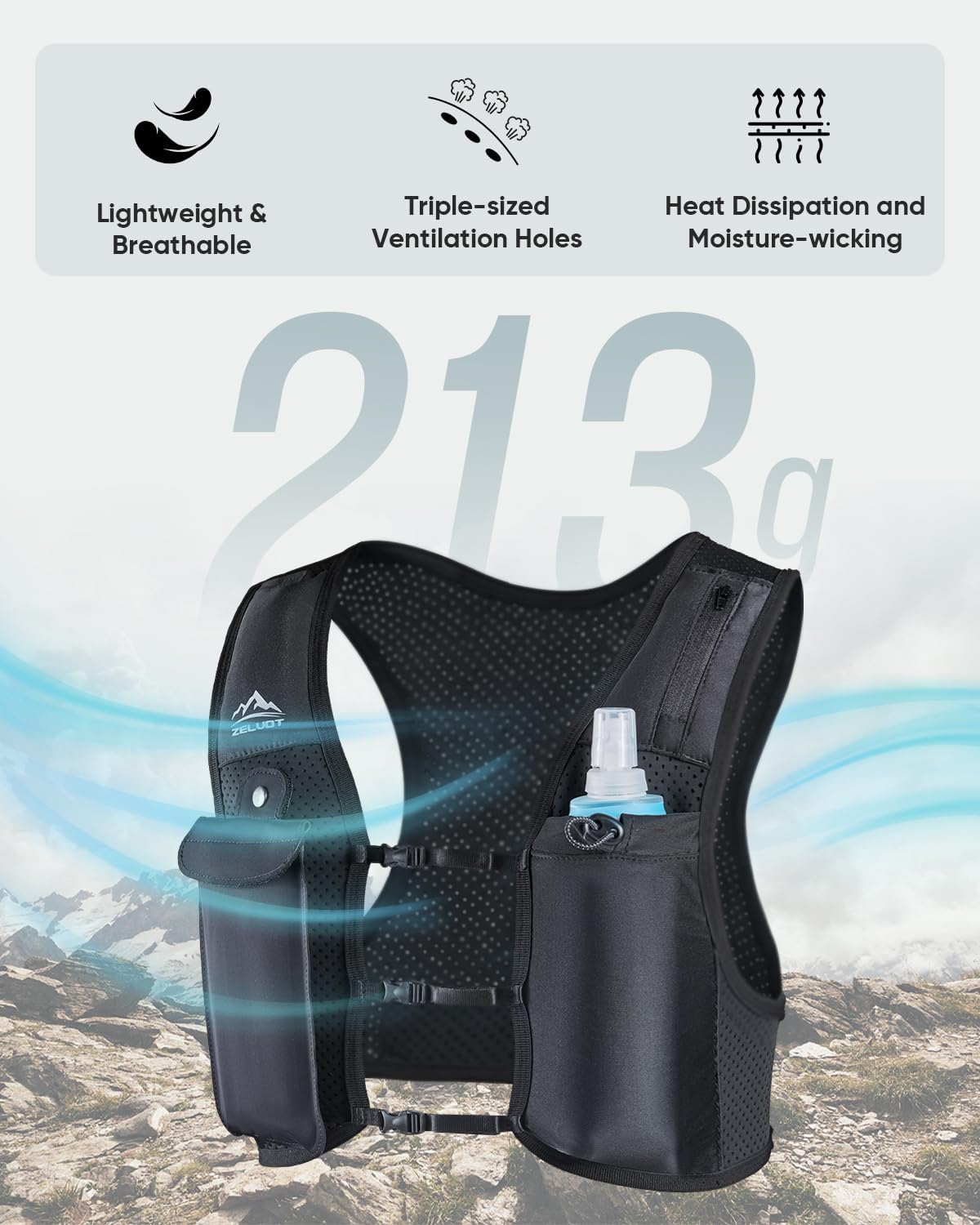 Zelvot Running Hydration Vest: UK Patent, Adjustable, Phone Holder - Image 6