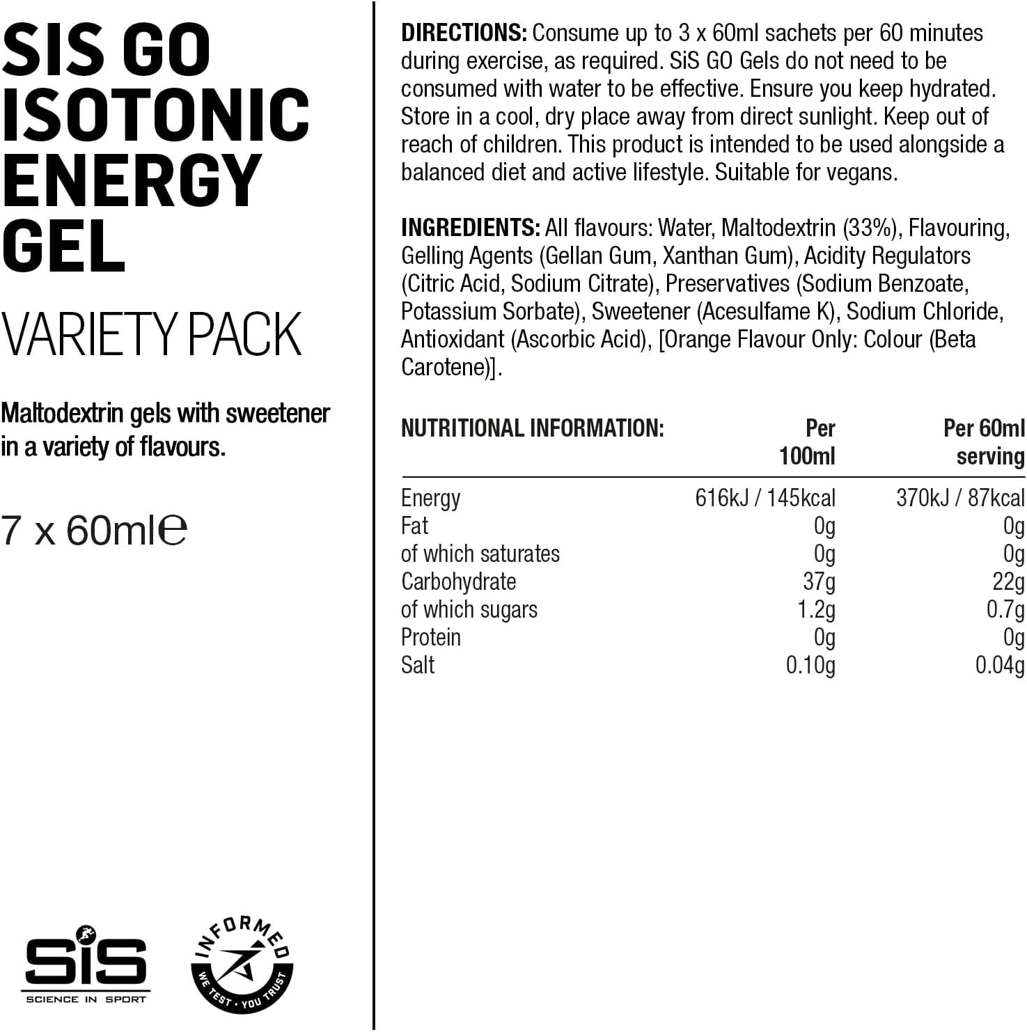 SIS GO Isotonic Energy Gels: 22g Carbs, Low Sugar, Assorted Flavors (7 Pack) - Image 3