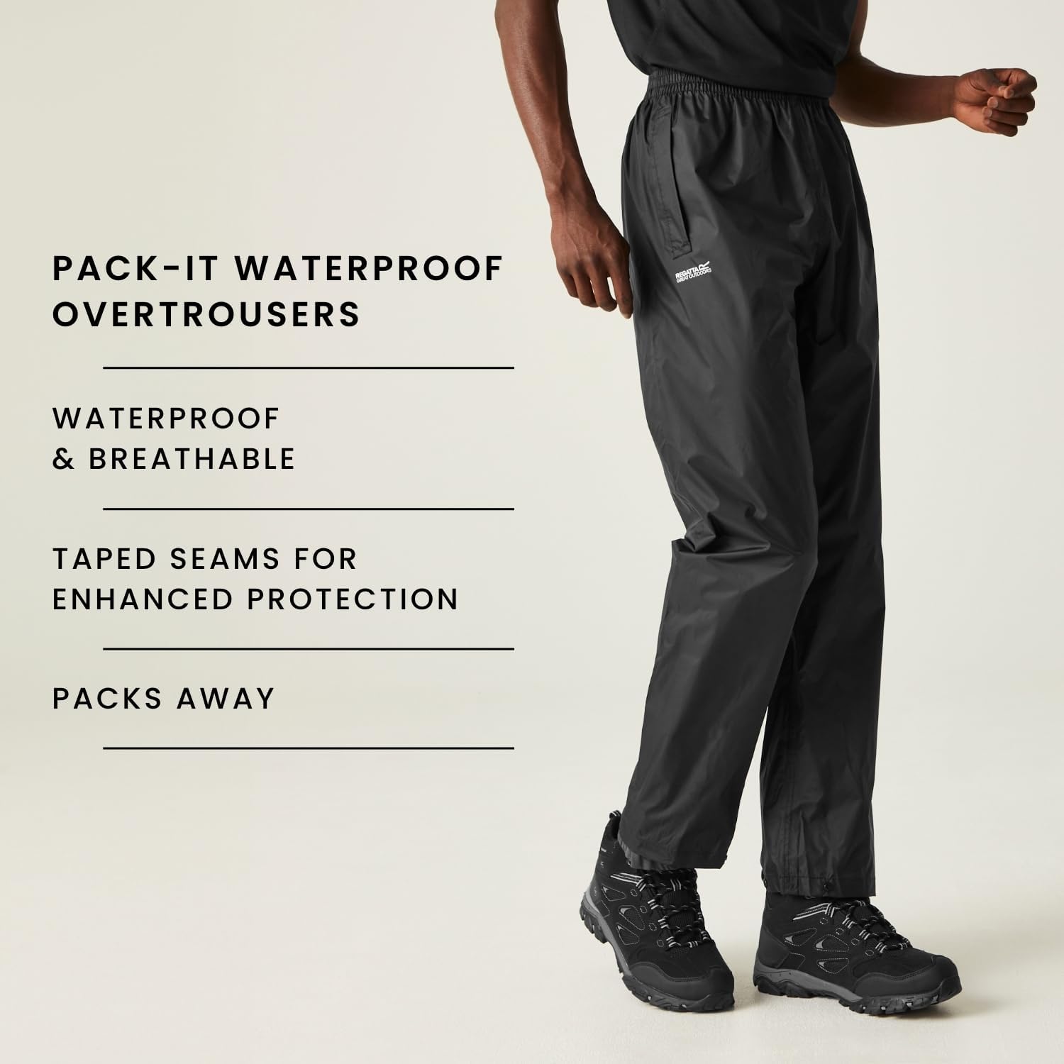 Regatta Men's Pack-it Waterproof Hiking Overtrousers - Lightweight & Packable - Image 2