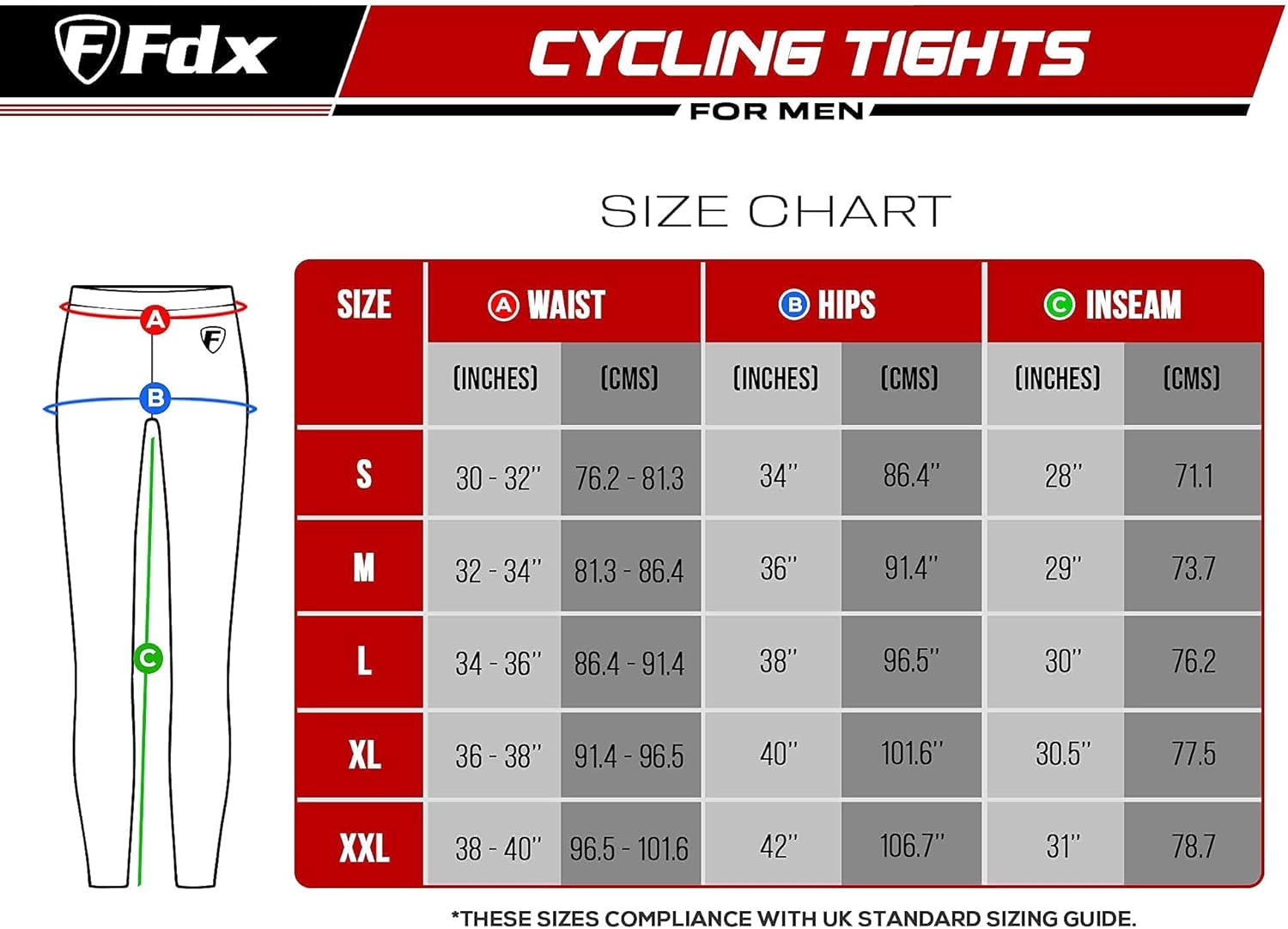 FDX Men's Thermal Cycling Tights: 3D Padded, Water-Resistant, Lightweight - Image 3