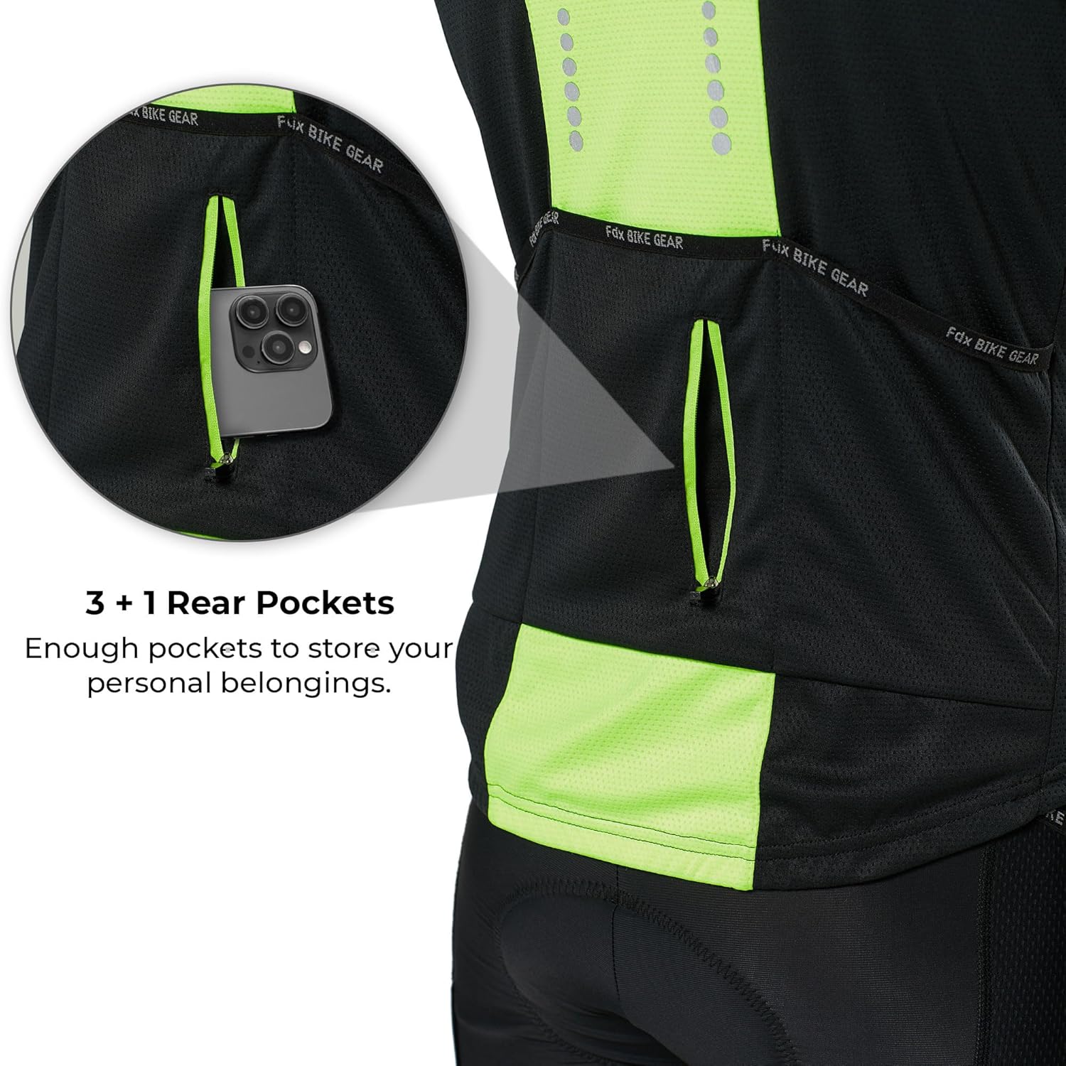 FDX Men's Breathable Quick Dry Cycling Jersey - Summer Biking Top - Image 3