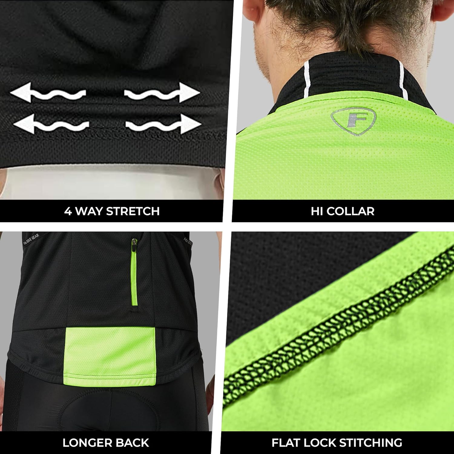 FDX Men's Breathable Quick Dry Cycling Jersey - Summer Biking Top - Image 4