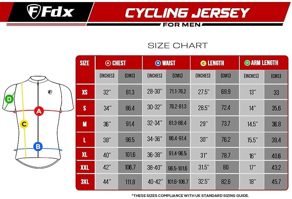 FDX Men's Breathable Quick Dry Cycling Jersey - Summer Biking Top - Image 5