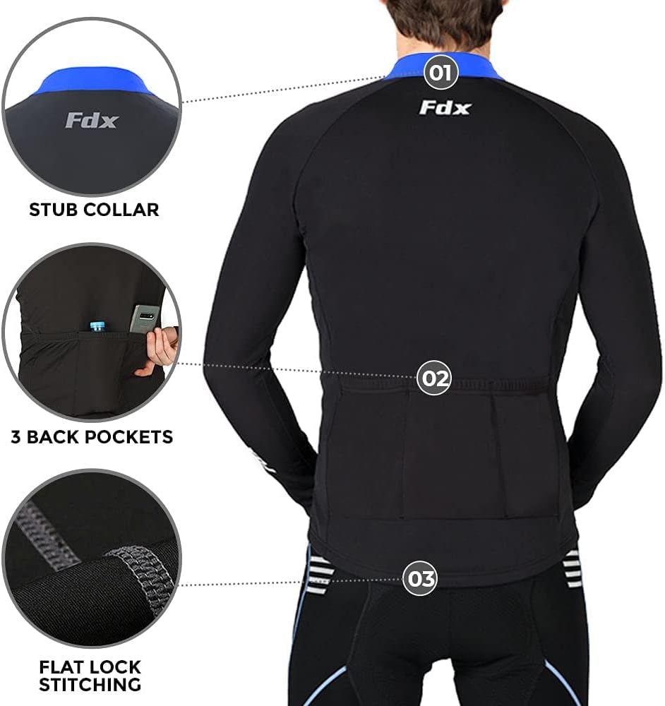 FDX Men's Thermal Cycling Jersey: Warm, Windproof, Water-Resistant - Image 3