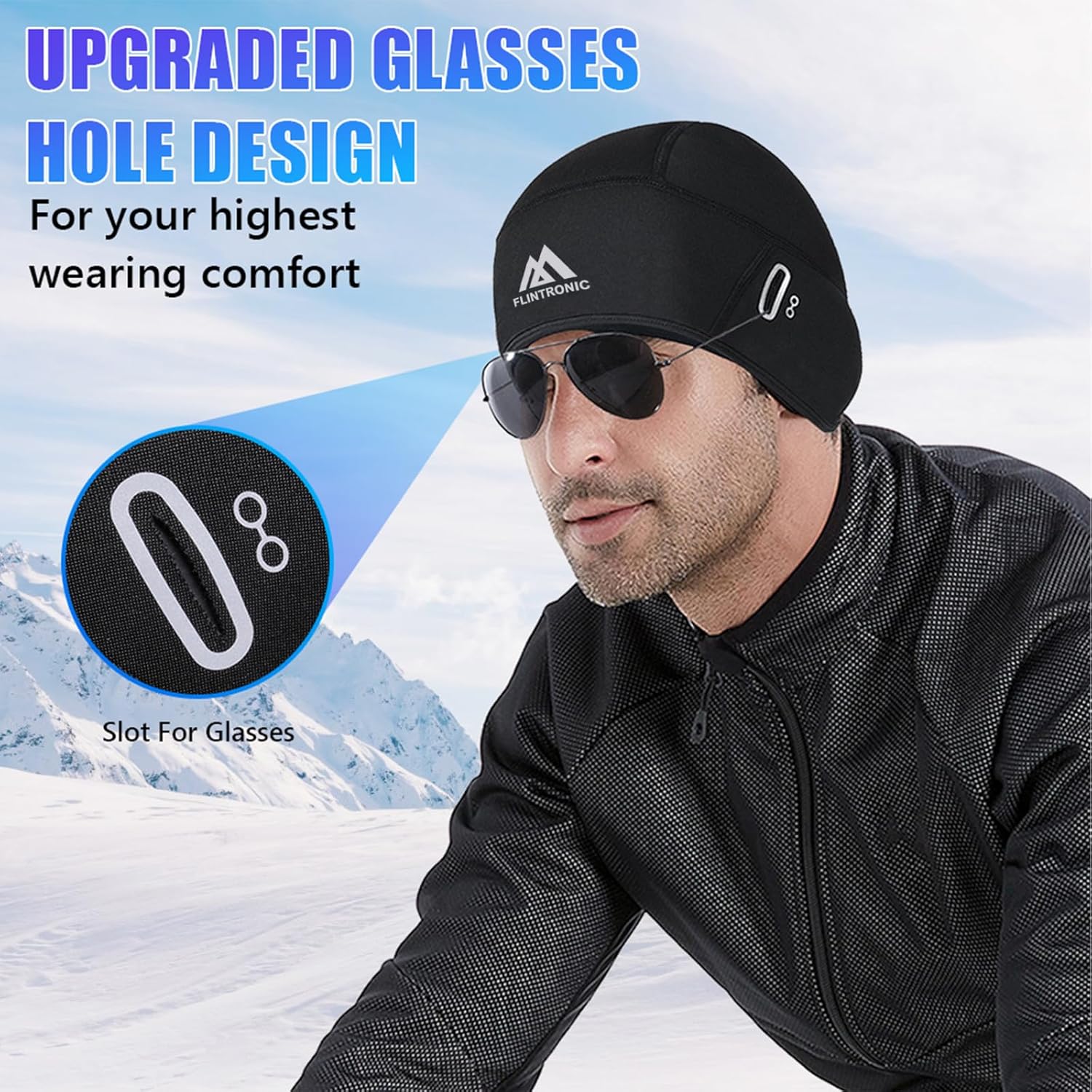 Flintronic Windproof Thermal Fleece Beanie - Ski, Bike, Run, Skate - Image 3