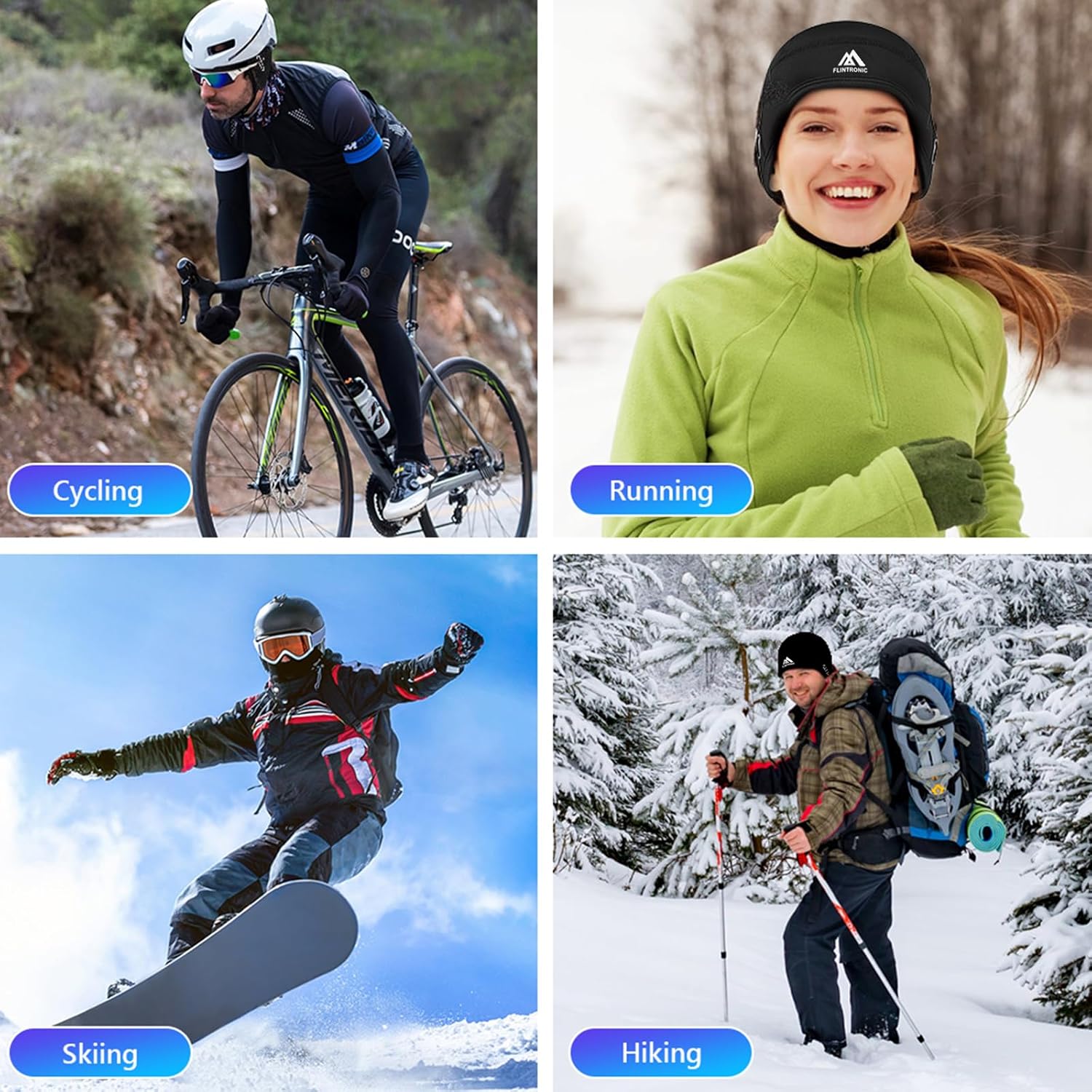 Flintronic Windproof Thermal Fleece Beanie - Ski, Bike, Run, Skate - Image 5