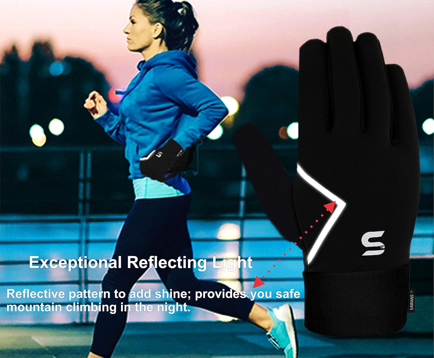 SAWANS Thermal Running Gloves: Touchscreen, Windproof, Anti-Slip Grip - Image 3