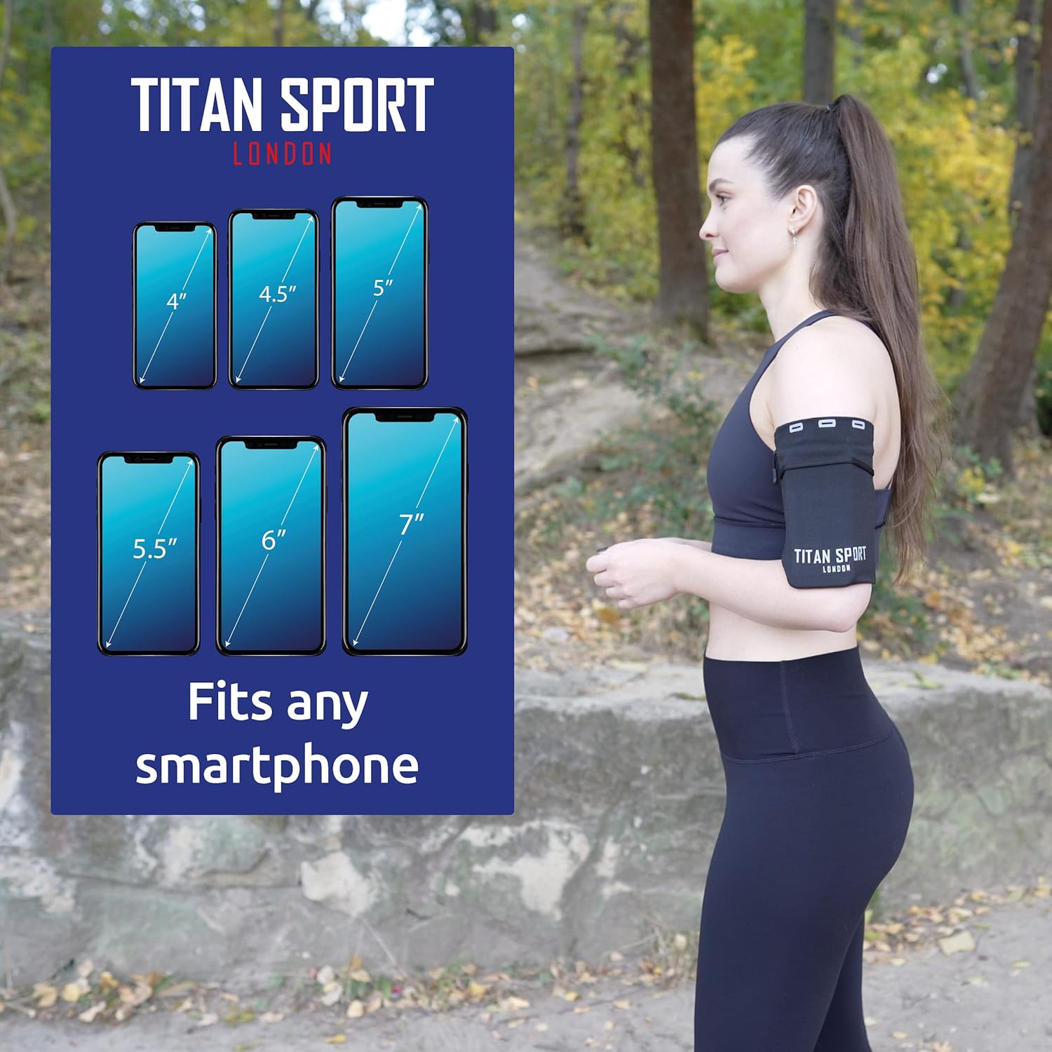 Titan Sport Armband: Universal Phone Holder, 7" Max, Black - Image 3