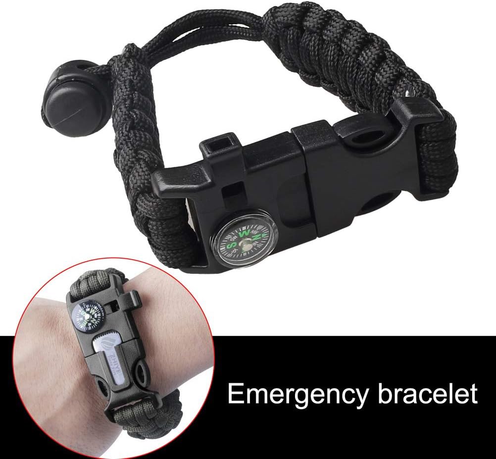2-Pack Survival Paracord Bracelet: Fire Starter, Compass, Whistle - Image 3