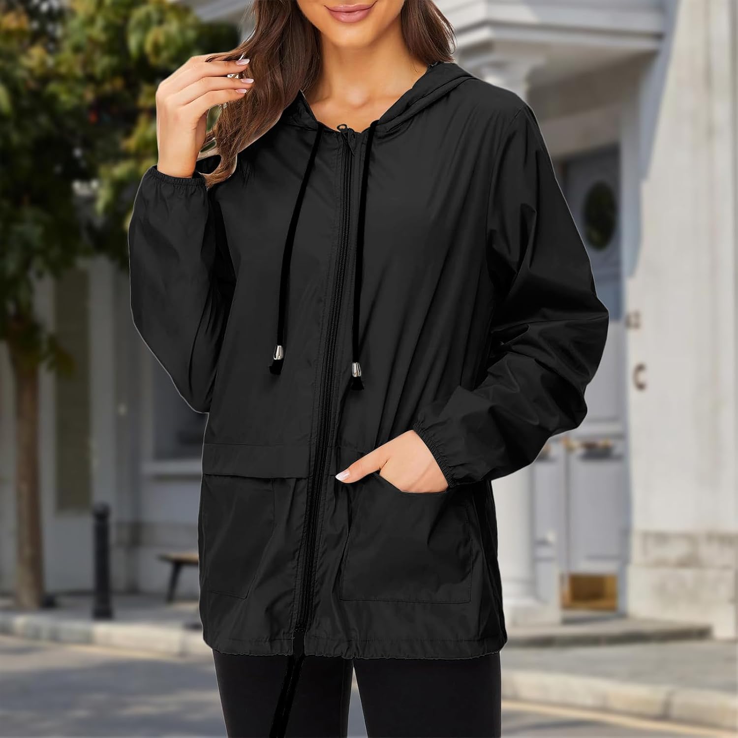 Women's Waterproof Packable Rain Jacket - Hooded Windbreaker for Hiking - Image 4