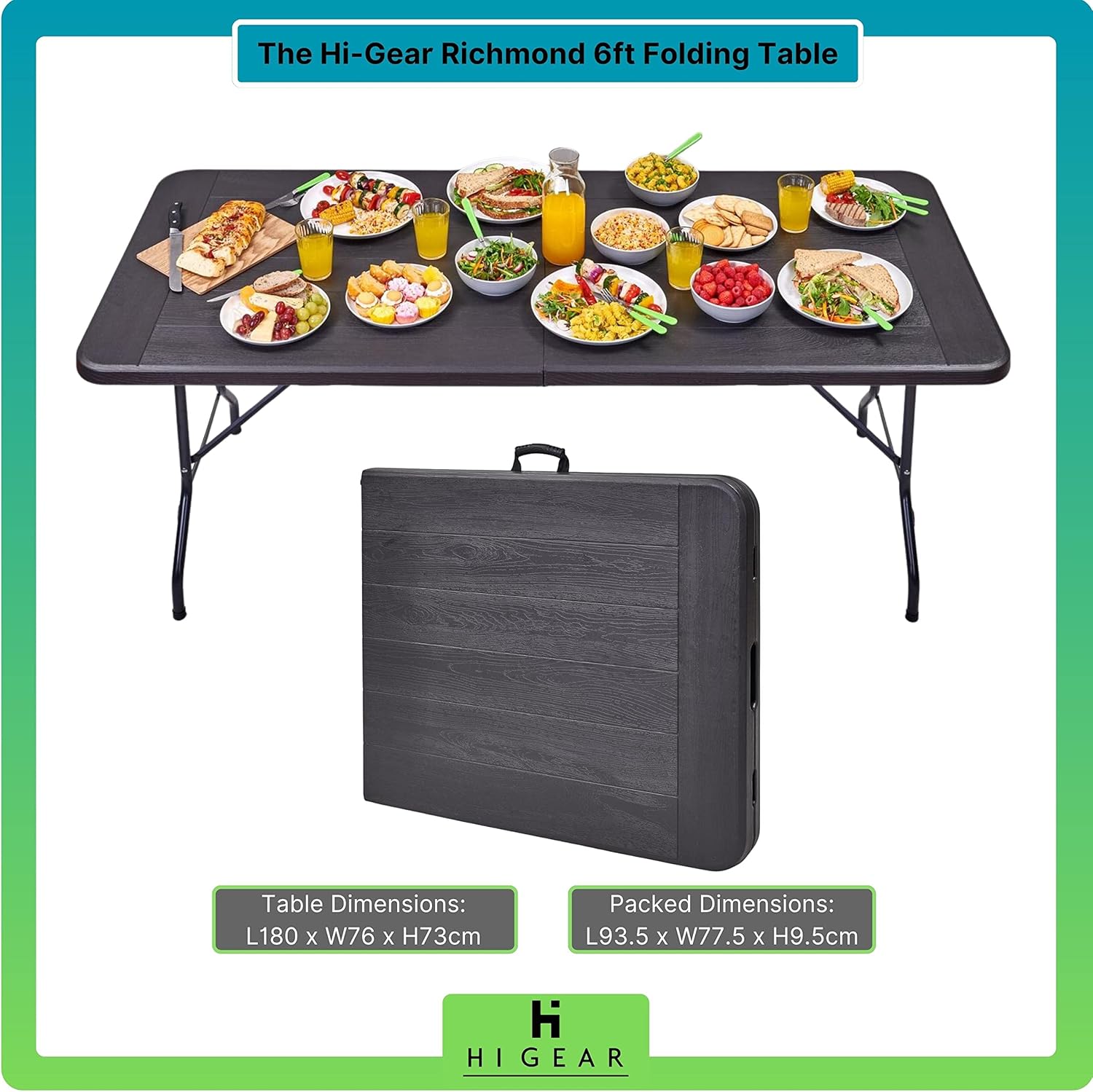Hi-Gear Richmond 6ft Folding Camping Table: Portable Outdoor Dining - Image 4