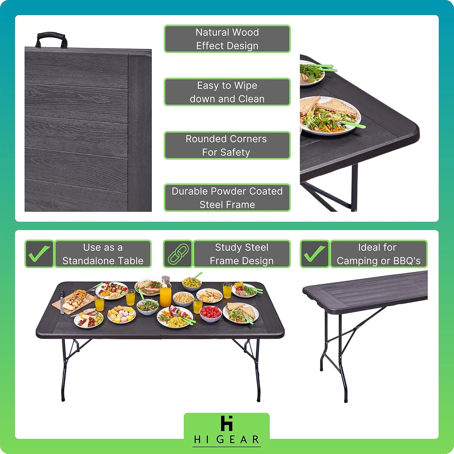 Hi-Gear Richmond 6ft Folding Camping Table: Portable Outdoor Dining - Image 6