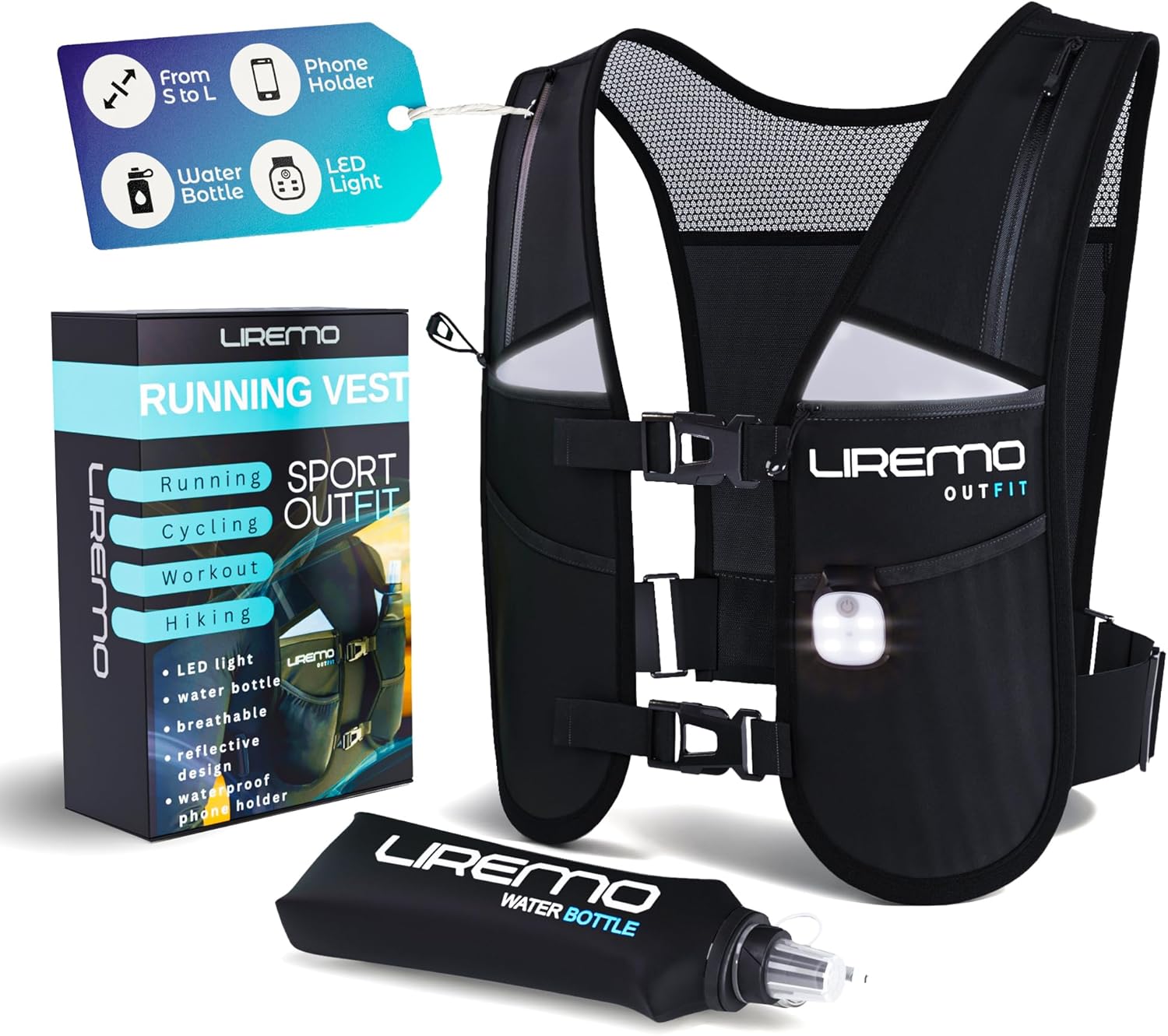 LIREMO® Running Hydration Vest: 7 Pockets, Reflective, Breathable - Image 3