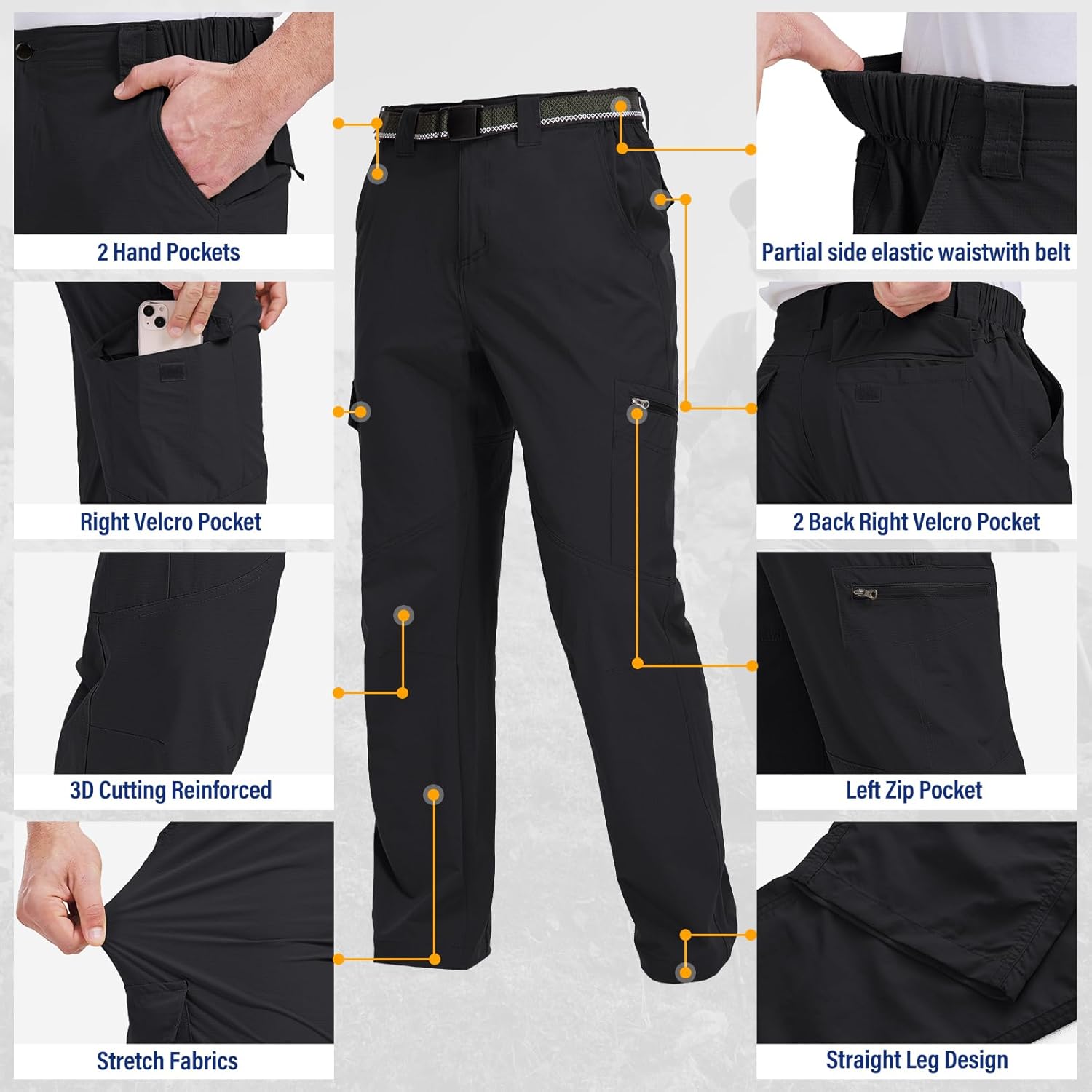 Men's Quick Dry Hiking Pants: Lightweight, Breathable Cargo Trousers - Image 5
