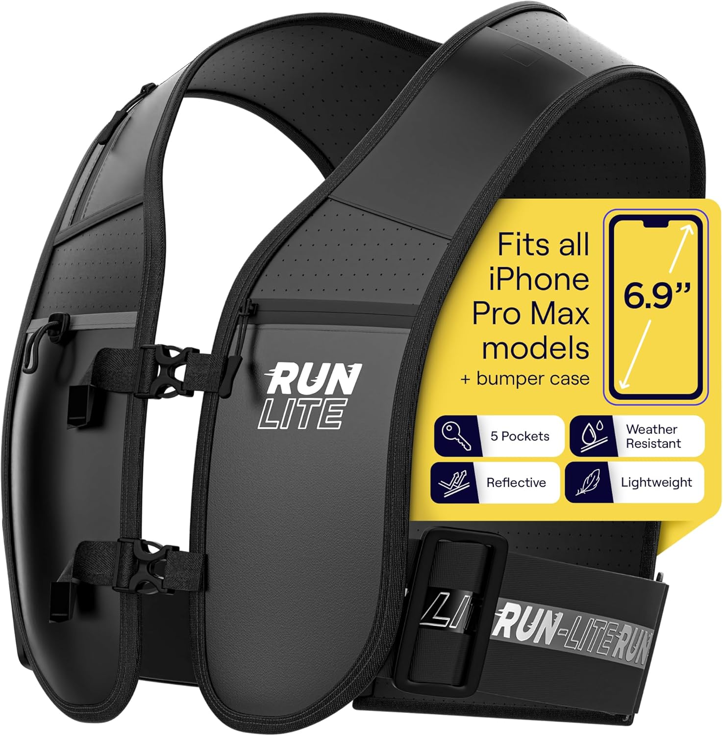 Waterproof Running Vest: Phone Holder, 5 Pockets, Reflective - Image 3