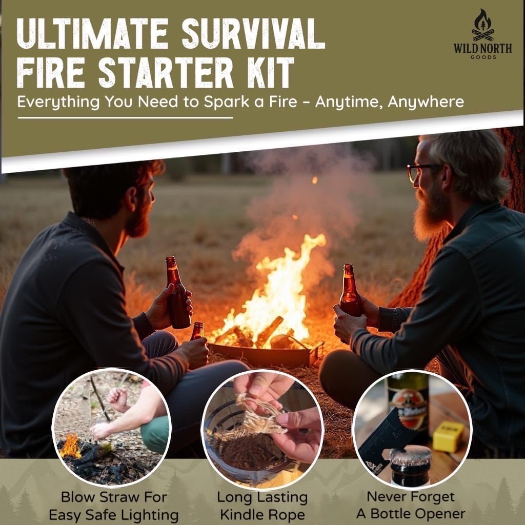 Wild North Fire Starter: 15K+ Strikes, Tinder, Bellow, Bag - Camping Survival - Image 3
