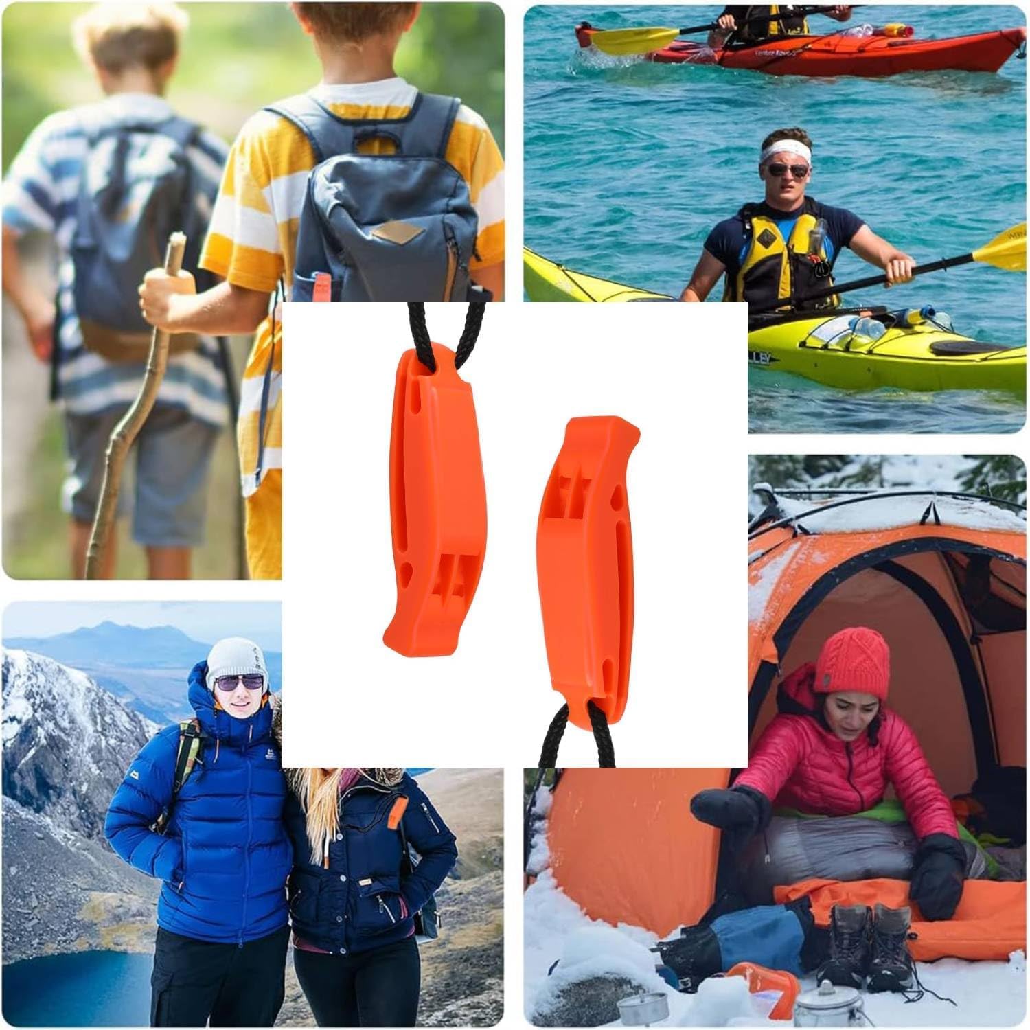 2-Pack Loud Survival Whistles & Reflective Lanyards - Hiking Safety - Image 4