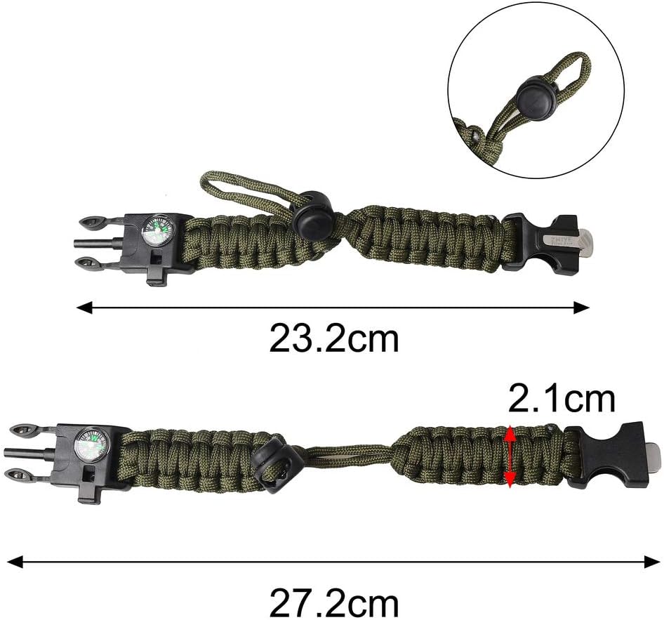 2pk Survival Bracelet: Flint, Compass, Whistle - Adventure Ready - Image 3