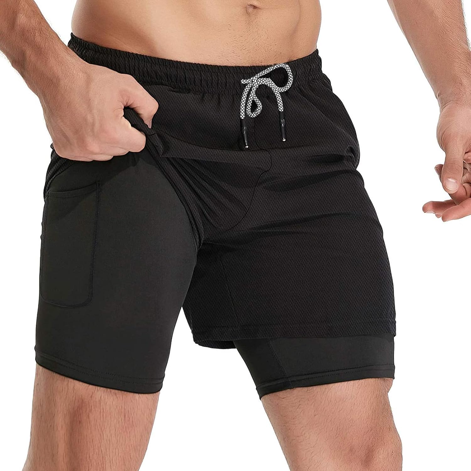 HOPLYNN Men's 2-in-1 Running Shorts w/ Phone Pocket - Image 3