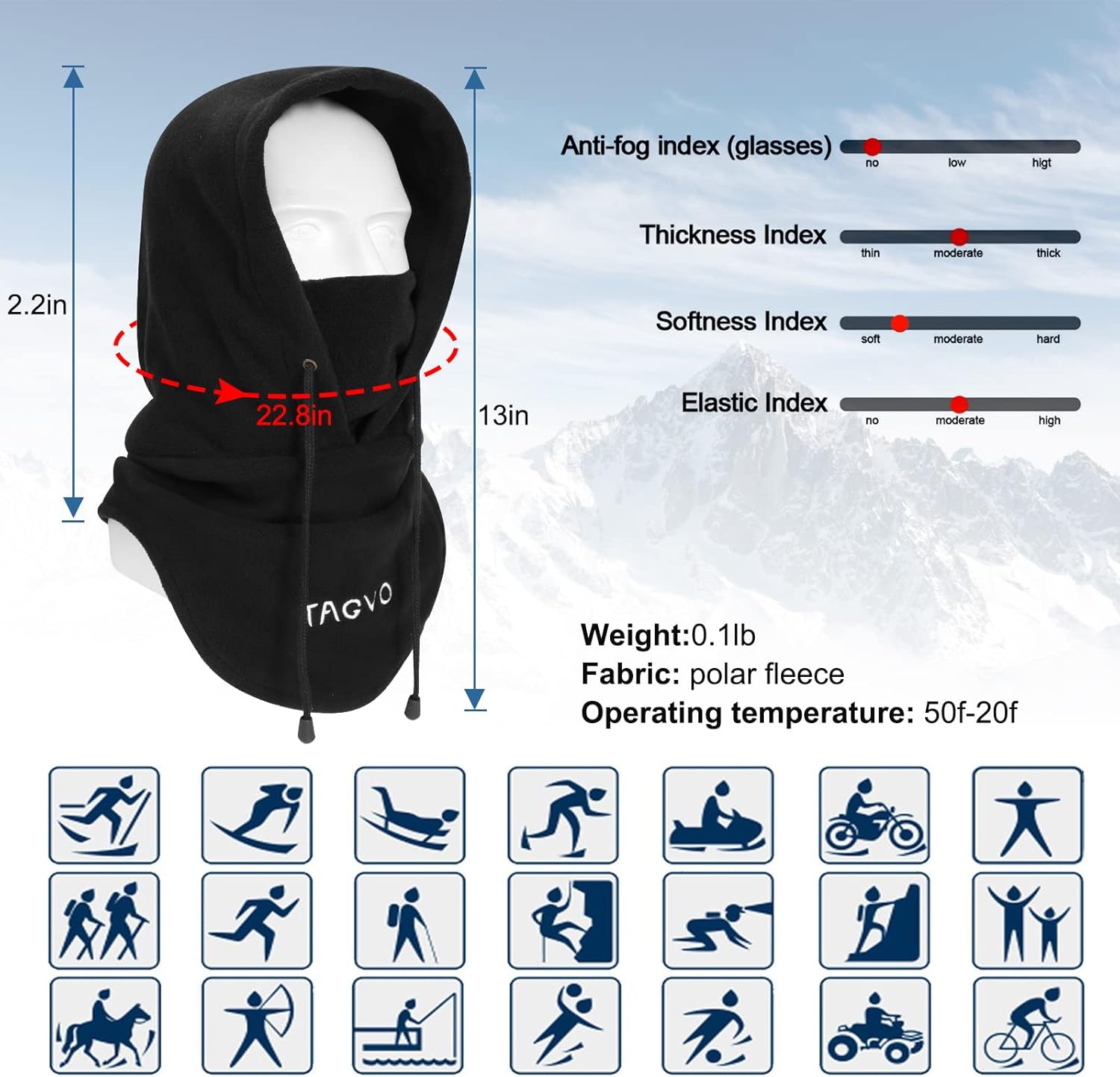 TAGVO Warm Fleece Balaclava: Ski, Hike, Ride Face Mask - Image 3