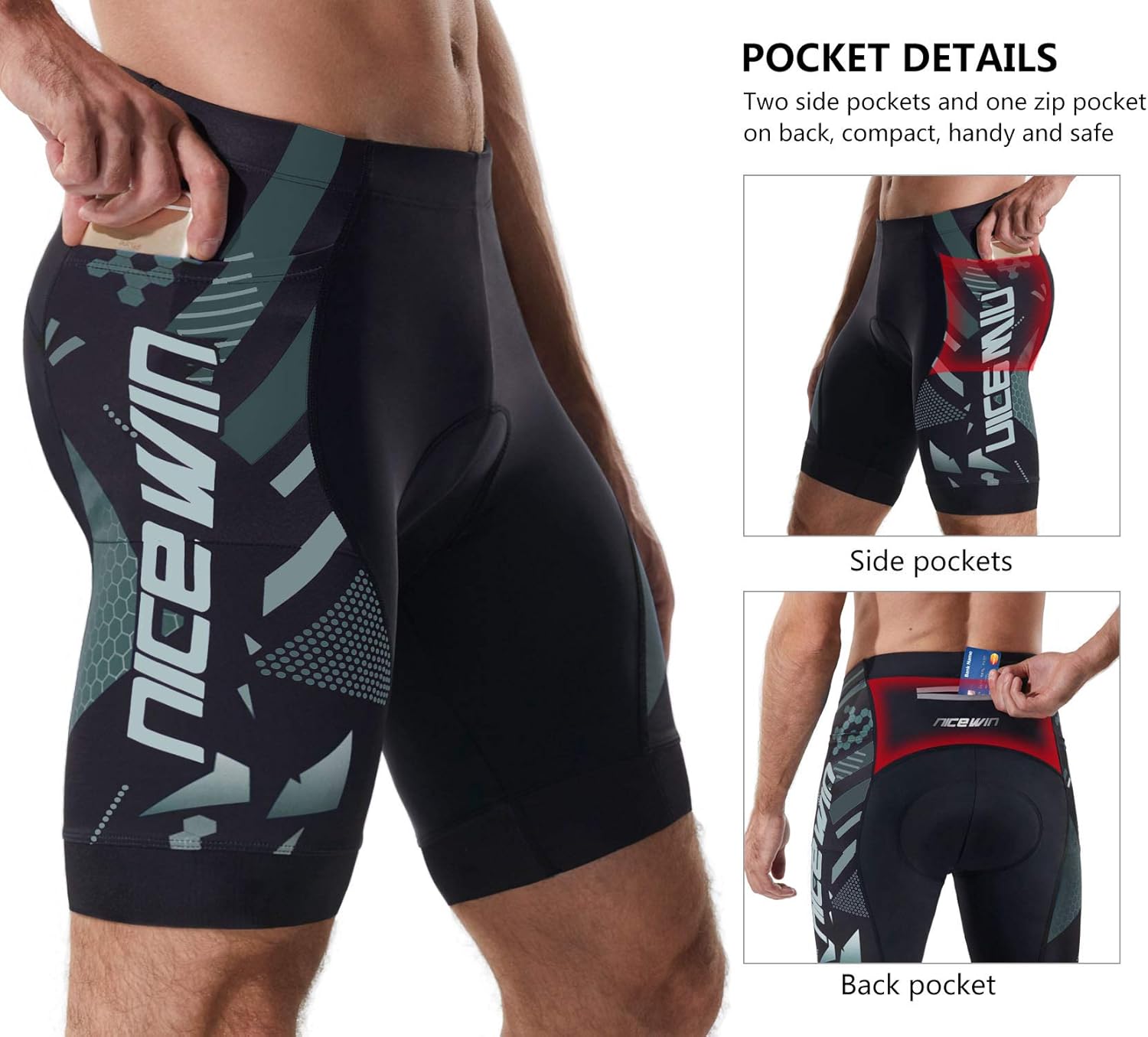 NICEWIN Men's 3D Padded Cycling Shorts: Quick-Dry Comfort - Image 3