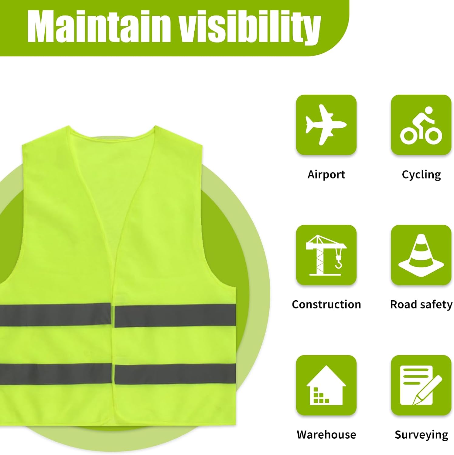 Tweozek 4-Pc Hi-Vis Vests: Reflective Safety for Night Work & Cycling - Image 4