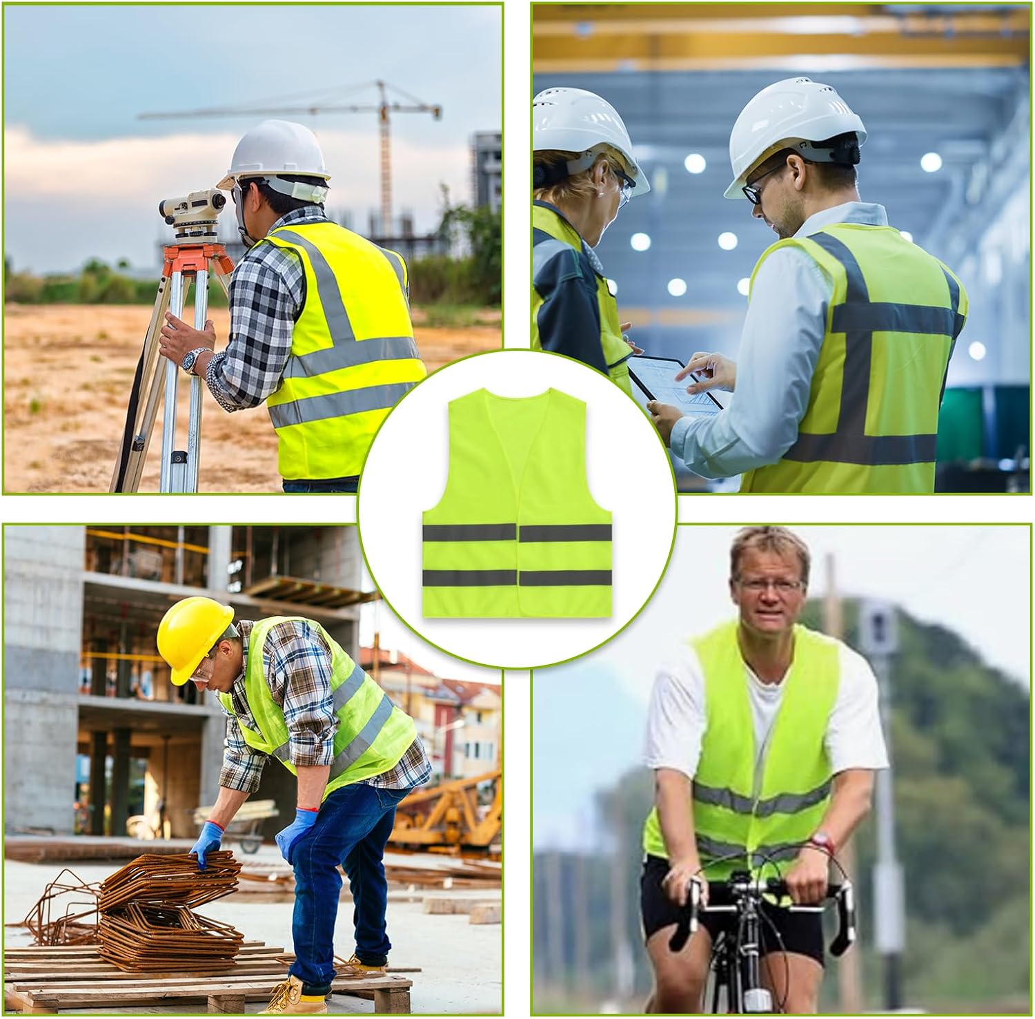 Tweozek 4-Pc Hi-Vis Vests: Reflective Safety for Night Work & Cycling - Image 5