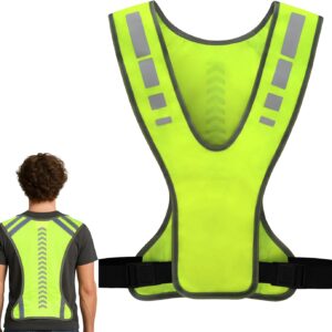 1PCS Hi Vis Running Vest With Phone Pocket, Hi Vis Vest, High Visibility Running Gears, Reflective Jacket, Unisex Adjustable Breathable Reflectors Clothing, Perfect for Cycling Jogging at Night