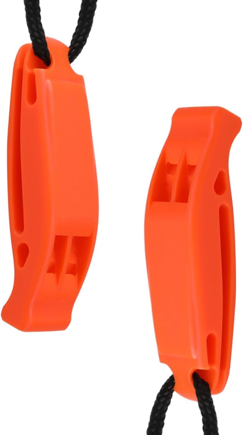 2-Pack High-Decibel Survival Whistles with Reflective Lanyard – Essential Safety Gear for Hiking and Emergencies