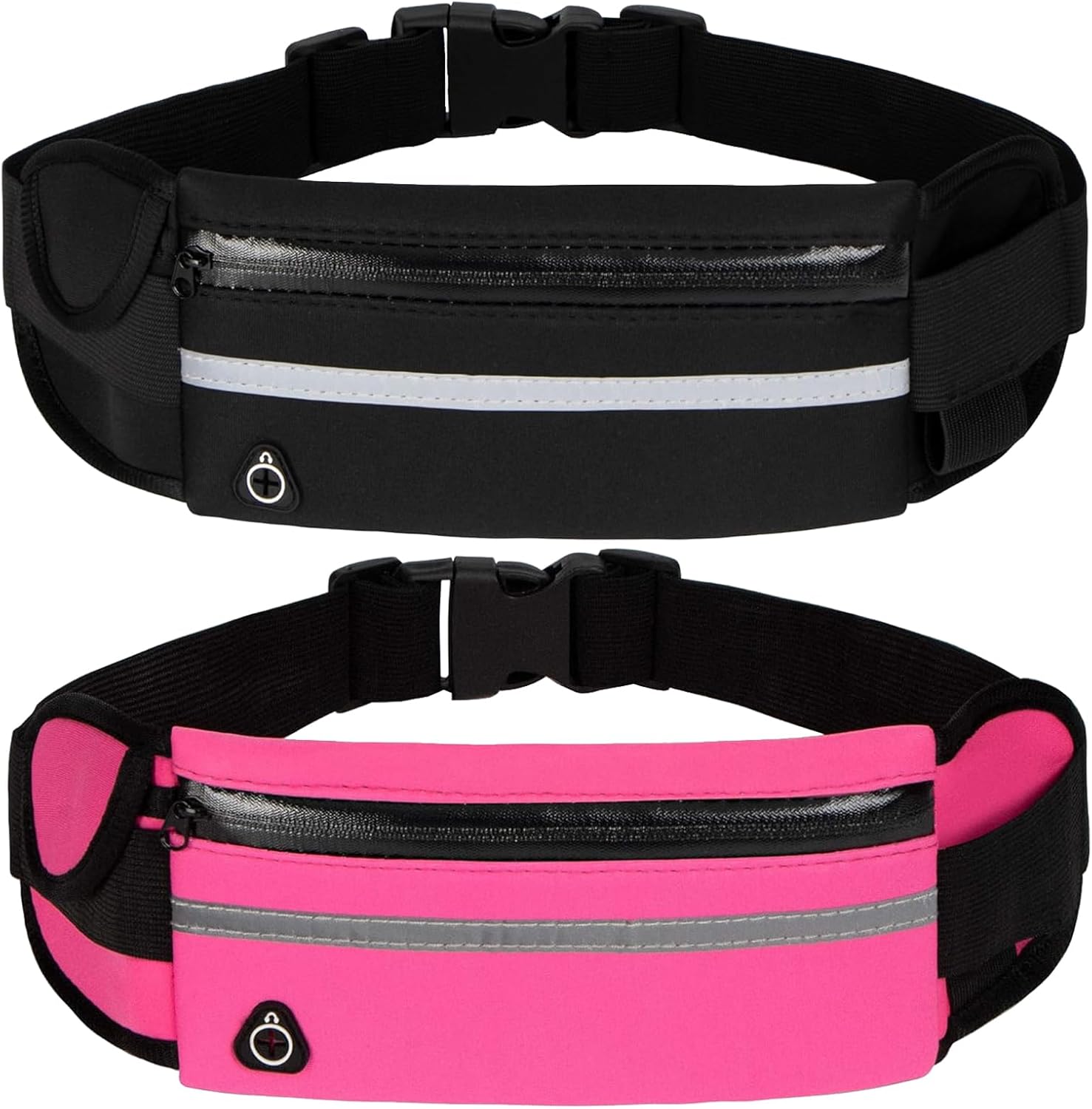 2 Pack Running Belts for Women, Running Belt, Running Accessories for Women, Adjustable Running Belt with Reflective Strips, Adjustable Waist Pack for Workout Jogging|Running Gift Gear (Black ROSEO)