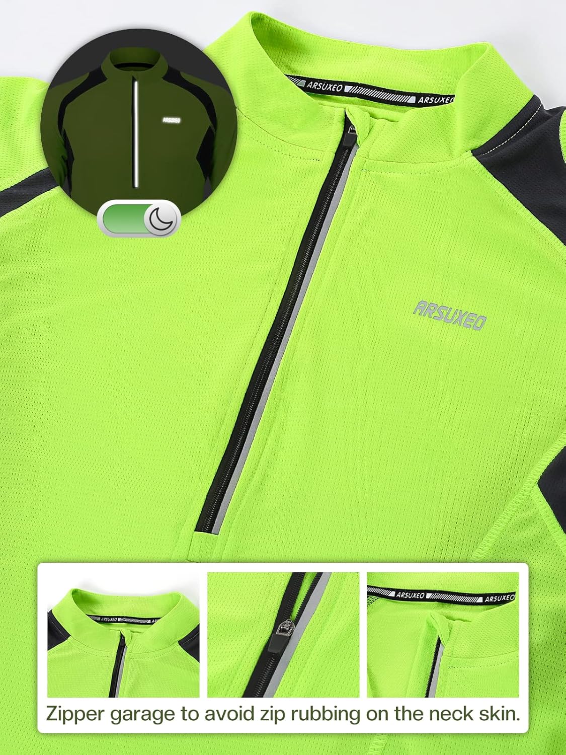ARSUXEO Men's Long Sleeve Mountain Bike Jersey - Breathable, Half Zip - Image 2