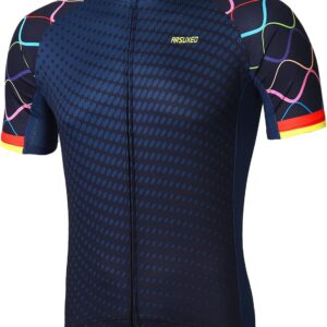 ARSUXEO Mens Cycling Jersey Short Sleeves Mountain Bike Jersey Bright Bike T-Shirt Breathable Cycle Top ZY84