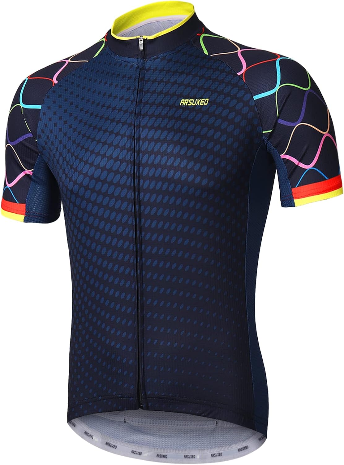 ARSUXEO Mens Cycling Jersey Short Sleeves Mountain Bike Jersey Bright Bike T-Shirt Breathable Cycle Top ZY84