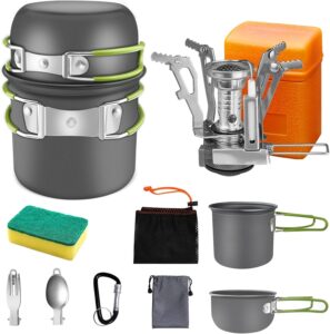 AUTOPkio Camping Cookware: Non-Stick, Folding Pots & Stove for 1-2 People