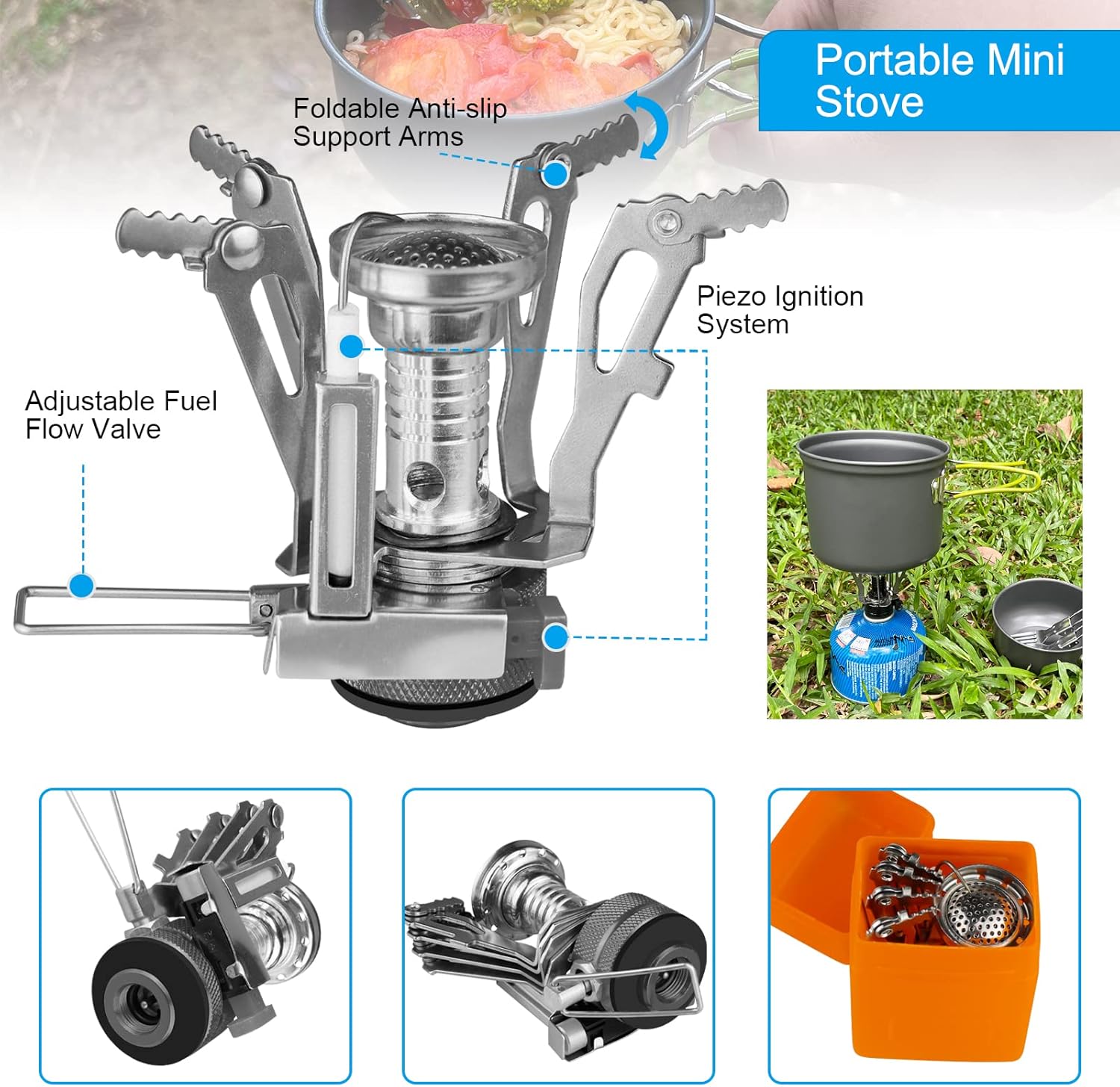 AUTOPkio Camping Cookware: Non-Stick, Folding Pots & Stove for 1-2 People - Image 2