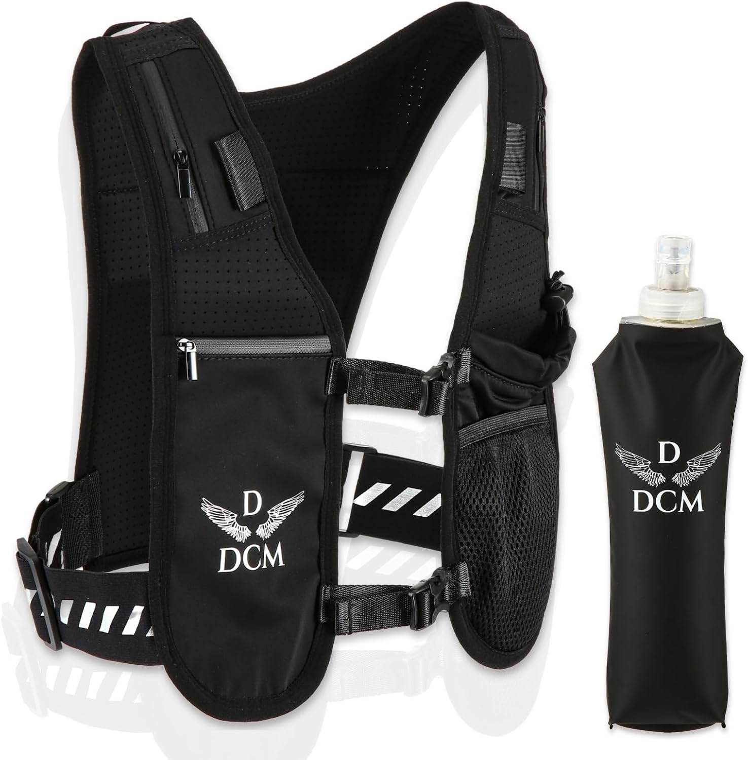 Adjustable Unisex Running Vest – Lightweight Hydration Vest with 1.5L Back Bladder Pocket – 500ml Water Bottle Included – Bottle Pocket, Zipper Storage, Phone Holder – Durable Backpack Alternative