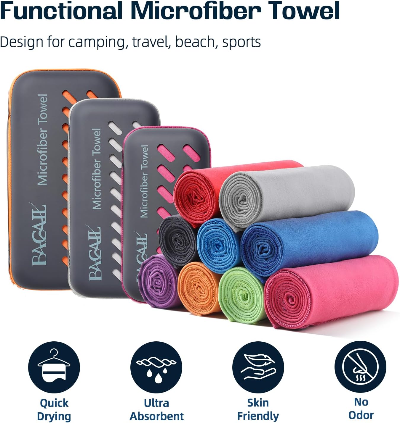 BAGAIL Quick Dry Microfiber Travel Towel: Ultra Absorbent & Compact - Image 2