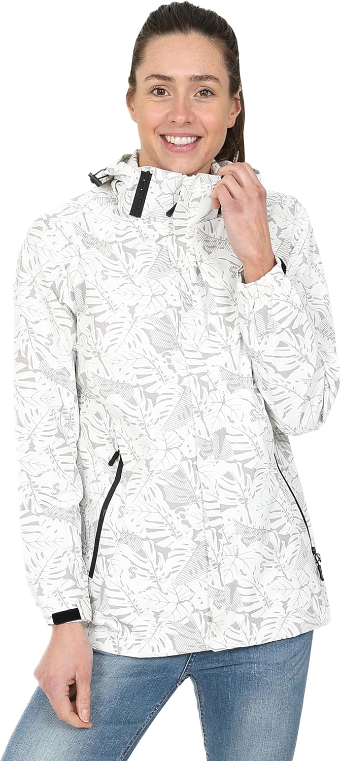 Blu Apparel Womens Waterproof Jackets Lightweight Ladies Rain Jacket for Women Outdoor Hiking Printed Breathable
