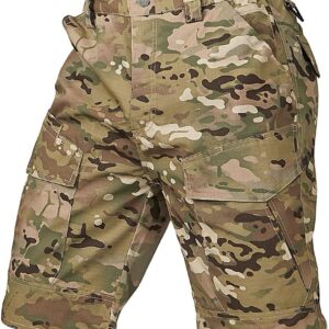 CARWORNIC Men's Tactical Cargo Shorts Rip-Stop Camouflage Military Outdoor Hiking Casual Shorts with Multi Pockets