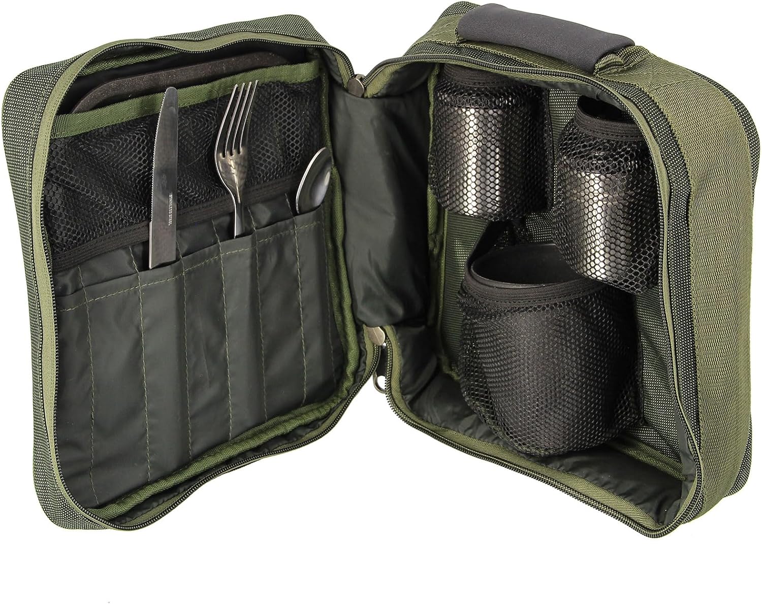 Compact Stainless Steel Camping Cutlery Set w/ Case & Mug - Image 2