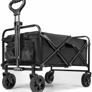 Collapsible Camping Trolley - Collapsible 600D Oxford Fabric, 75L Storage, Waterproof, 220lb/100kg Load Capacity, Carbon Steel Frame, 5.2in/13cm Wheels for Easy Transport