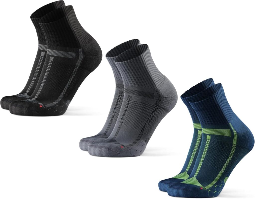 DANISH ENDURANCE Cushioned Running Socks for Long Distances, Anti-Blister & Breathable, Quarter Length, Sports Socks for Men & Women, Unisex, 3 Pack