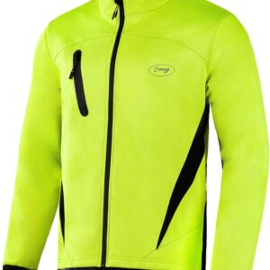 Dooy Winter Warm UP Thermal Softshell Cycling Jacket Windproof Waterproof Mens Running Mountain Biking Breathable Reflective Coat