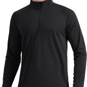 EKLENTSON Men's Sun Protection Long Sleeve T-Shirt UPF 50+ 1/4 Zip Up Lightweight Performance Running Rash Guard Top