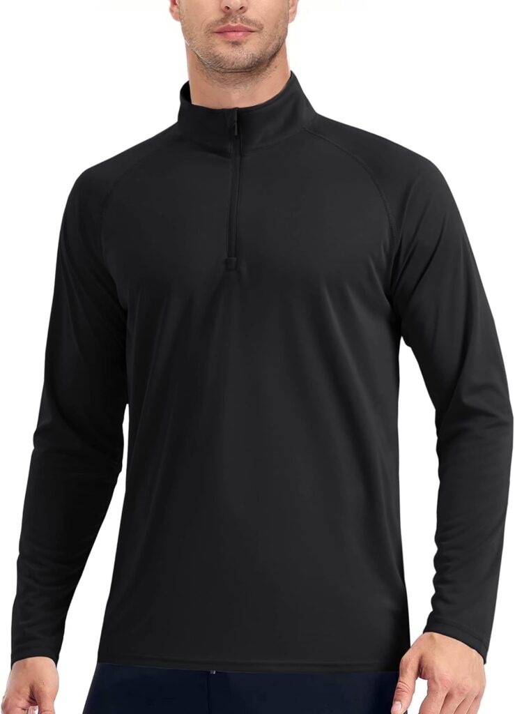 EKLENTSON Men's Sun Protection Long Sleeve T-Shirt UPF 50+ 1/4 Zip Up Lightweight Performance Running Rash Guard Top