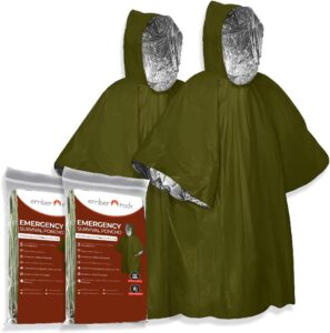 2pk Thermal Mylar Poncho: Waterproof Heat Retention for Survival Camping
