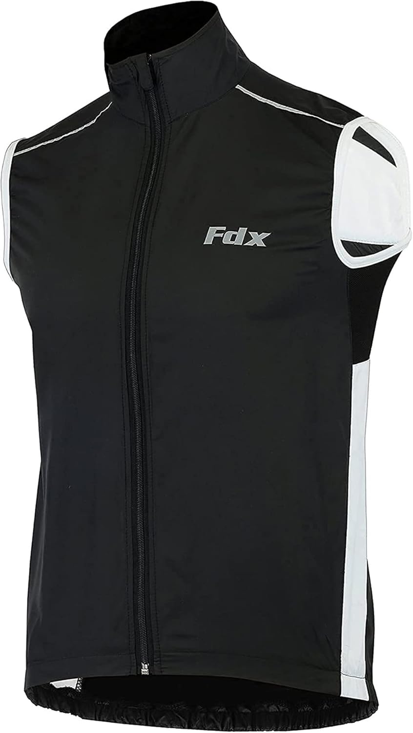 FDX Cycling Gilet Men’s - Lightweight, Breathable Sleeveless Reflective Biking Jacket - Windproof Vest for Running, MTB, Hiking, Gym, Riding - Water Resistant Bicycle Top Gear