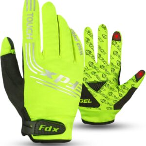 FDX Full Finger Winter Cycling Gloves, Breathable, Water Resistant, Windproof, Anti- Shocking Gel Padded Palms, Touchscreen, Anti-Slip Thermal Warm Men Women, Racing, MTB, Riding, Running, Hiking